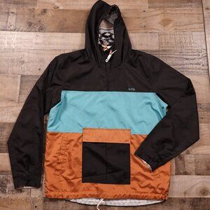 Katin Hawkins‎ Rain Anorak adult large black blue tan colorblock lightweight